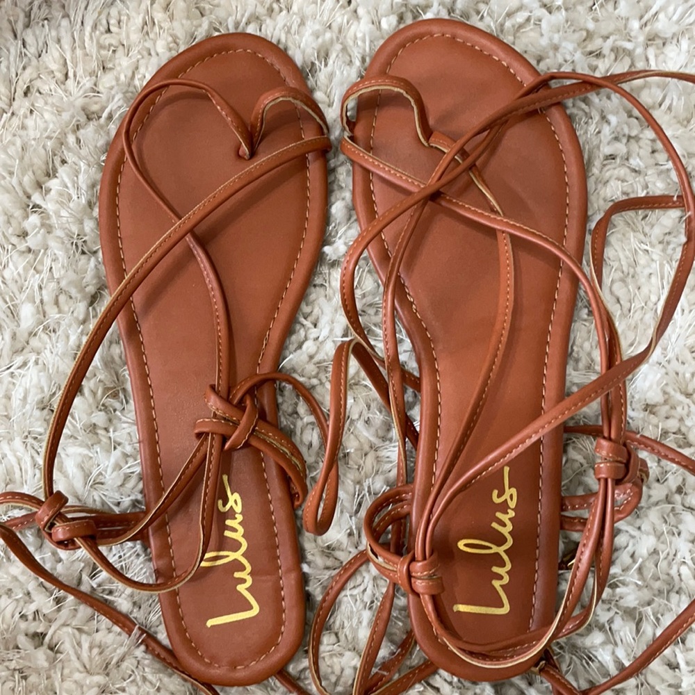 Lulus wrapped brown sandals